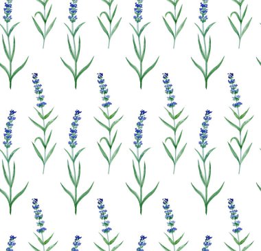 SEAMLESS WATERCOLOR PATTERN WITH LAVENDER TWIGS