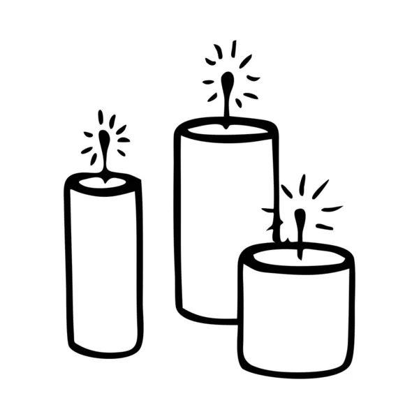 Tres Burning Candles Antecedor Blanco Vector — Vector de stock