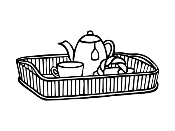 Посуда Корм Чая Белой Спине Векторе — стоковый вектор