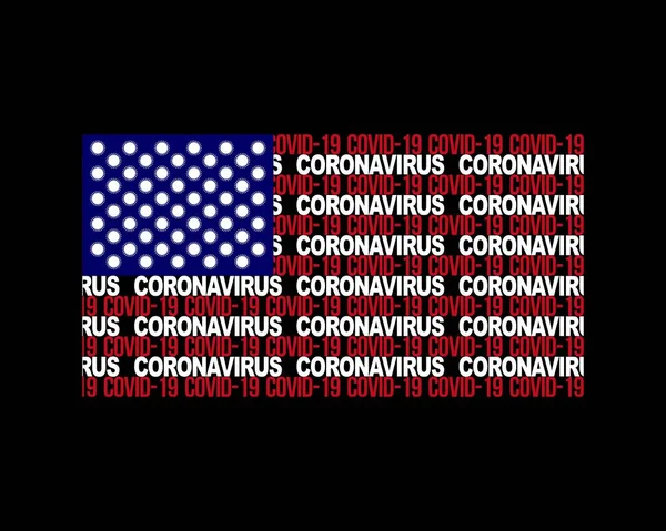 Flag Americano Com Moléculos Coronavirus Instead Estrelas — Vetor de Stock