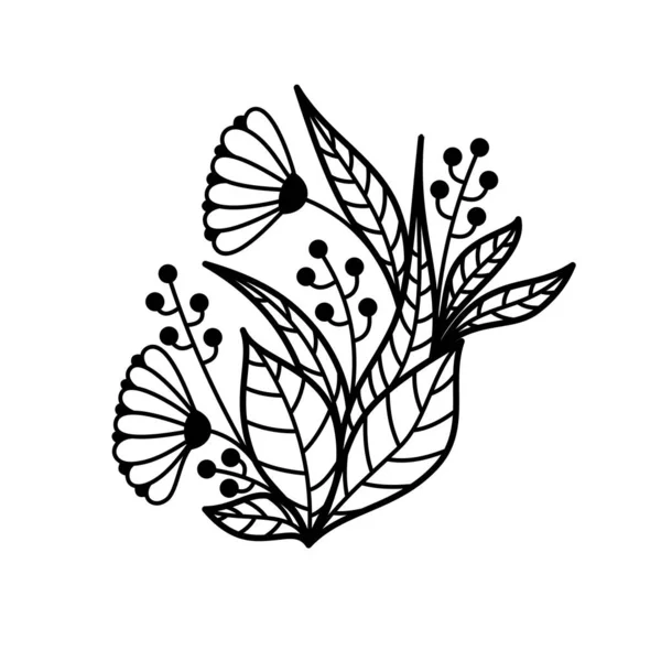 Arrangement Fleurs Sur Contexte Blanc Dans Vecteur — Image vectorielle