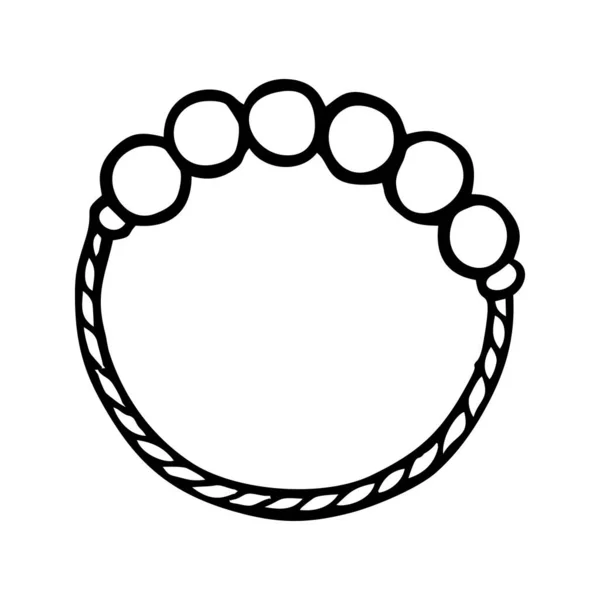 Bande Cheveux Élastiques Avec Grandes Perles Sur Fond Blanc Dans — Image vectorielle