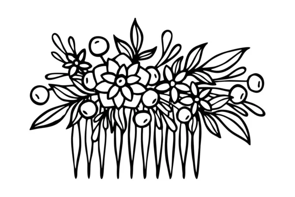 Tiré Cheveux Clip Cheveux Doodle Sur Contexte Blanc Dans Vecteur — Image vectorielle