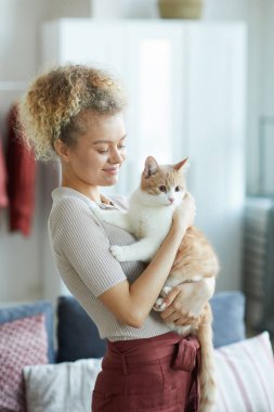 Woman loving her cat