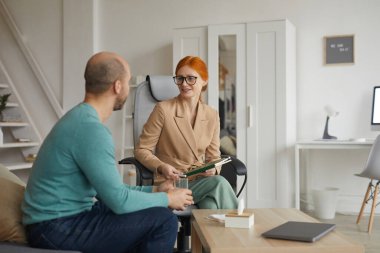 Psychologist interviewing the man