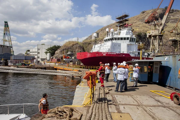 Niteroi Brazil August 2015 Visitors Shipyard Bay Rio Janeiro Assembly — 图库照片