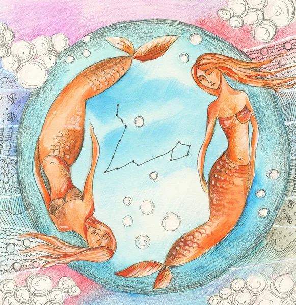 Humanized image of the constellation Pisces.