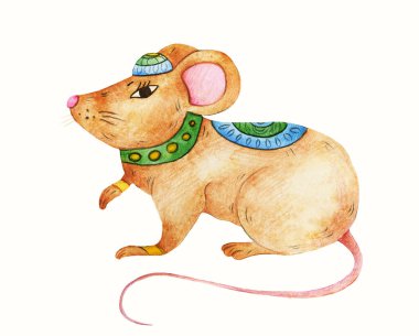 Watercolor image of a mouse devoted to Ganesha.