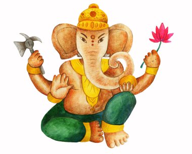 Watercolor image of the God Ganesh.
