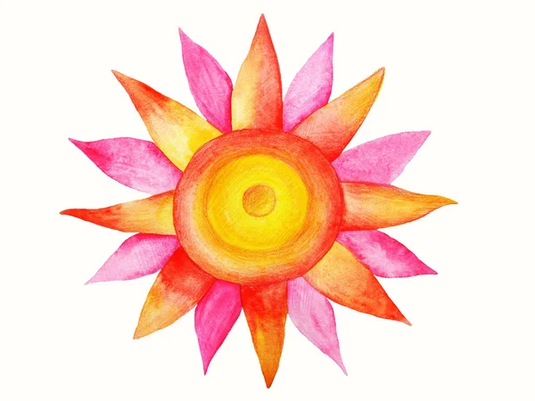 Watercolor Image Abstract Sun — 图库照片