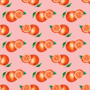 Pembe arka planda turuncu portakallı bir desen..