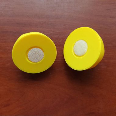 Lemon toy fruit on wooden background