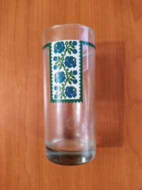 Glass on table wooden background