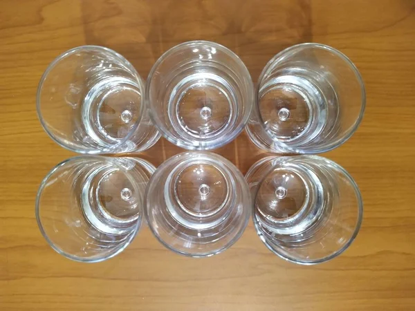 Set of glasses on wooden background — Stock Photo, Image