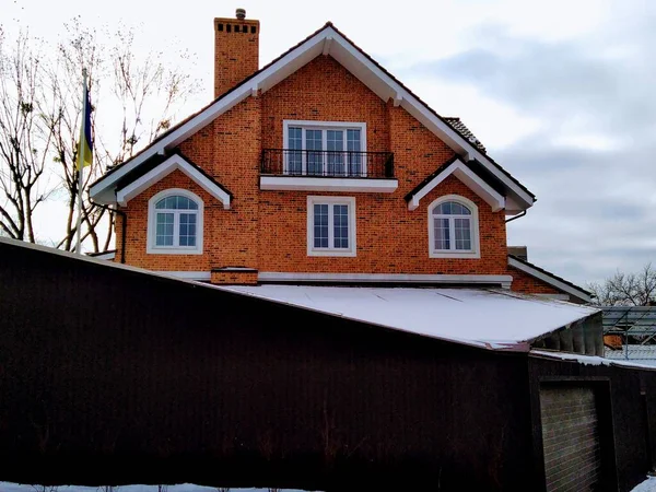 Casa Moderna Distrito Subúrbios Temporada Inverno — Fotografia de Stock
