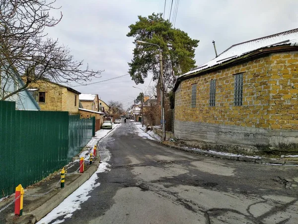 Quartier Banlieue Rue Maisons Hiver — Photo