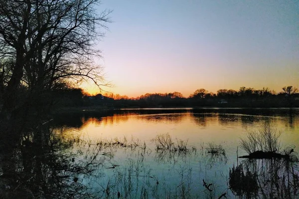 Lake Sunset Rural Countryside Spring Season — Stock Photo, Image