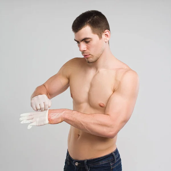 Guy with gloves — Stock Photo, Image