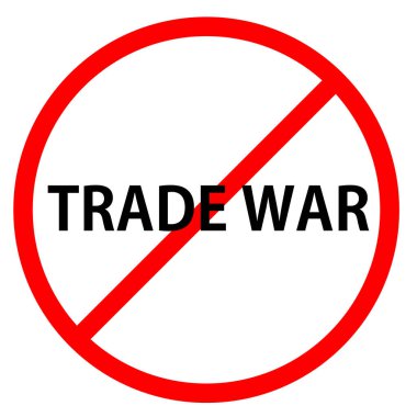 TRAD SAVAŞ kırmızı daireler çiziyor ve daire boyunca kırmızı çizgiler yansıtılıyor. TRAD SAVAŞI durdurun. Mesaj trafik işaretinde. Beyaz arkaplanda izole.