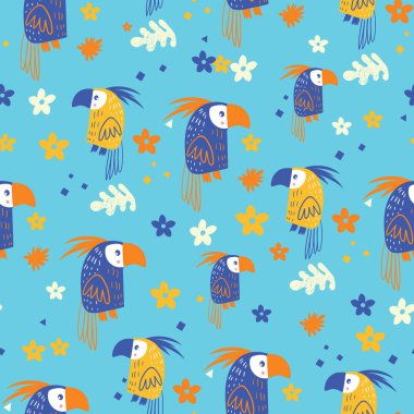 Papağan deseni, el çizimi vektör illüstrasyonu