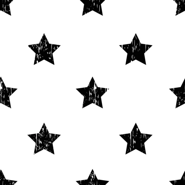 Grunge Estrellas Patrón Sin Costura Fondo Blanco Negro Puede Utilizar — Archivo Imágenes Vectoriales