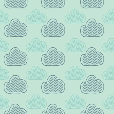 Bulutlar. Kusursuz desenler. El çizimi vektör çizimi, çocuk ya da bebek gömleği tasarımı, moda deseni, moda grafiği, çocuk tişörtü