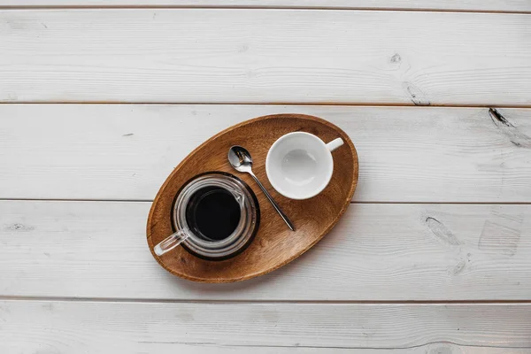 Cup Coffee Spoon Wooden Table — Stock Photo, Image