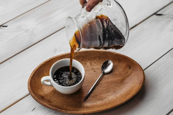 Cup Coffee Spoon Wooden Table — Stock Photo, Image