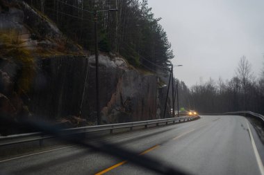 Norveç, 23 Kasım 2019: Sandefjord 'dan Sandefjord' a araba yolculuğu 