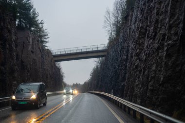 Norveç, 23 Kasım 2019: Sandefjord 'dan Sandefjord' a araba yolculuğu 