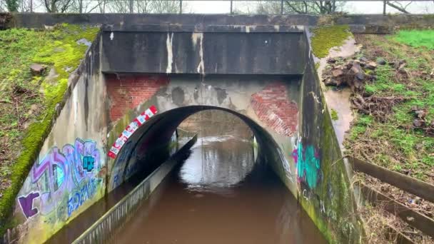 Jerman Hude February 2020 Terowongan Bawah Rel Dibanjiri Hujan Lebat — Stok Video