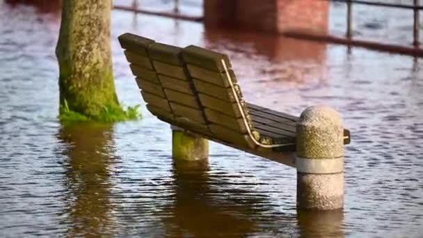 Bremer Weserpromenade Foi Atingido Por Inundações Uma Forte Tempestade — Vídeo de Stock