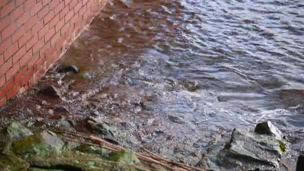 Bremer Weserpromenade Har Drabbats Översvämningar Och Stark Storm — Stockvideo