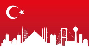 Türkiye'nin manzarası siluet düz tasarlamak vektör