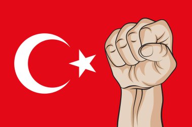 Türkiye'nin bayrak arka plan üzerinde yumruk