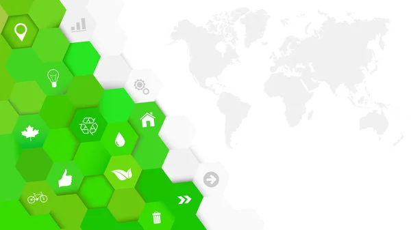 Eco fundo abstrato com padrão de vetor hexagonal verde moderno — Vetor de Stock