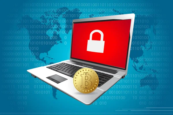 Hacker kereslet Bitcoin kifizetések számítógépes rendszerek helyreállítása. — Stock Vector