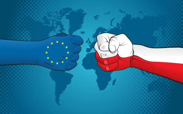 EU versus Polsko — Stockový vektor