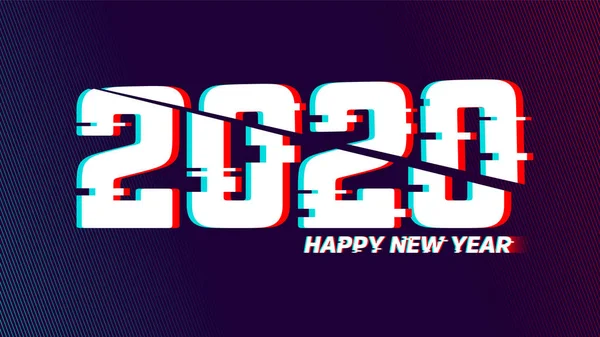 Vektör hatası 2020. 2020, televizyon çarpıtma etkisiyle mutlu yıllar. Vhs arıza etkisi olan bir tarih. Pankart tasarımı, takvim, davet, parti broşürü vs. için uygulanabilir. 