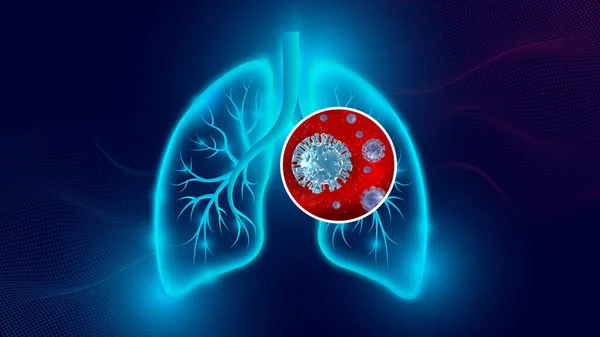 Ciğerlerindeki Corona Virüsü - Mikrobiyoloji ve Viroloji Konsepti - 3D Hazırlama
