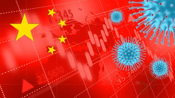 Koronawirus Atakuje Chiny Skutki Gospodarcze Alarm Antywirusowy — Zdjęcie stockowe