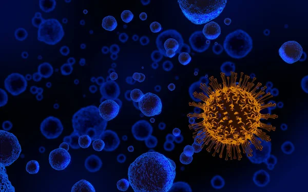 Wirus Korony Tętnicy Koncepcja Mikrobiologii Wirusologii Render — Zdjęcie stockowe
