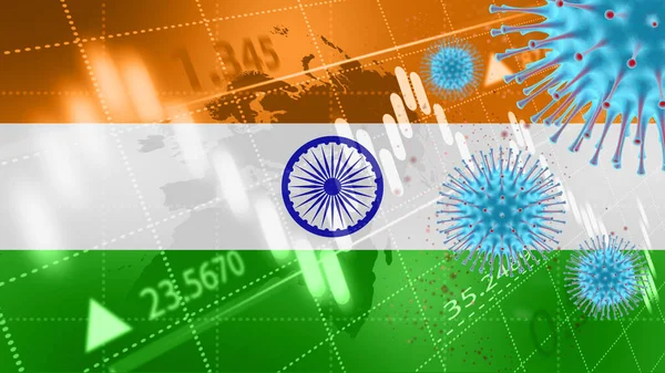 Coronavirus attacks India. Economic impact. CoronaVirus Alert. 3d illustration