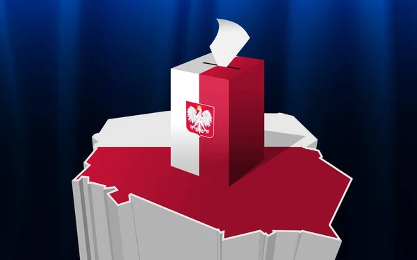 Wybory Polsce Skrzynka Głosowania Polską Flagą Wektor — Wektor stockowy