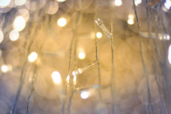 Luce Led Sull Albero Natale Con Sfocatura Bokeh Natale Capodanno — Foto Stock