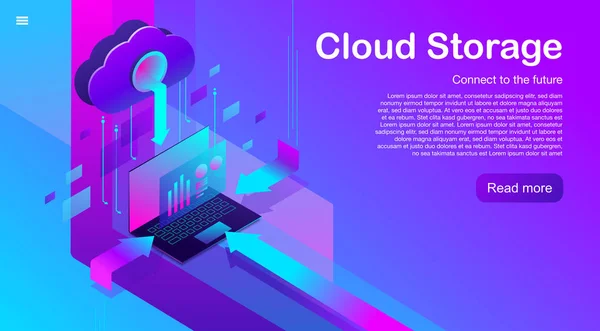 Απεικόνιση Της Αποθήκευσης Cloud Για Σχεδιασμό Της Ιστοσελίδας — Διανυσματικό Αρχείο