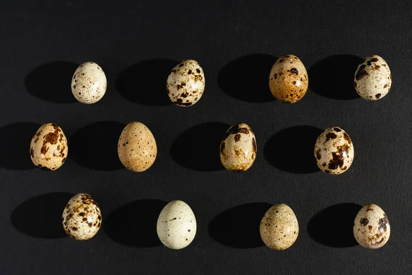 Перепелиные Яйца Черном Фоне Фото Складе — стоковое фото