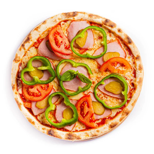 Піца Ізольована Середнього Розміру Вид Зверху Стокове Фото Піци — стокове фото