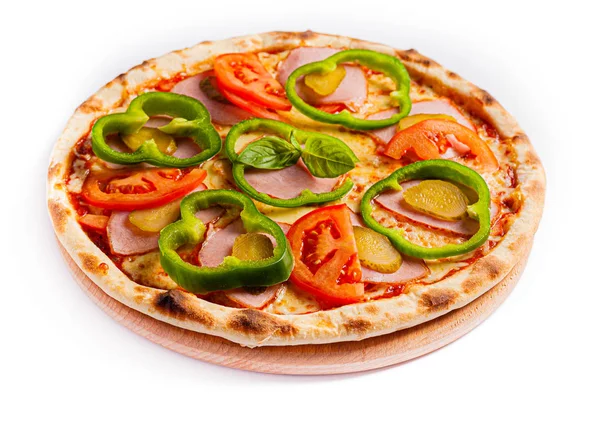 Піца Ізольована Середнього Розміру Вид Збоку Стокове Фото Піци — стокове фото