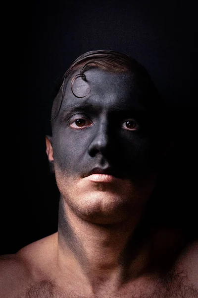 Unusual Portrait Guy Makeup Fashionable Portrait Art Photo Processed Addition — 스톡 사진